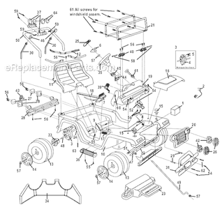 Page A Diagram and Parts List for 75598-9993  Power Wheels Ride-On Cars